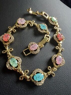 Gold Multicolor Crystal Bracelet - Women Jewelry
